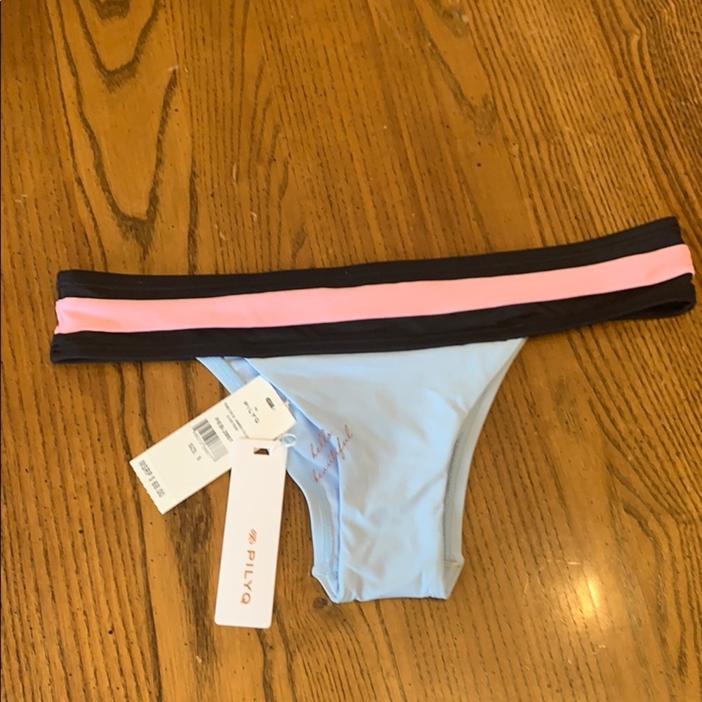 NWT PILYQ‎ Pebble Blue Banded Bikini Bottom